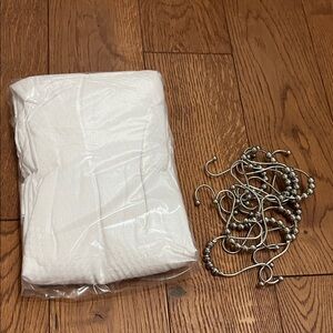 White Shower Curtain with Hooks